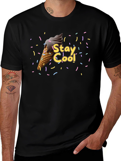 Camiseta Negra Stay Cool con Helado
