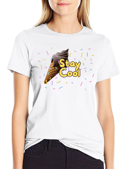 Camiseta Negra Stay Cool con Helado