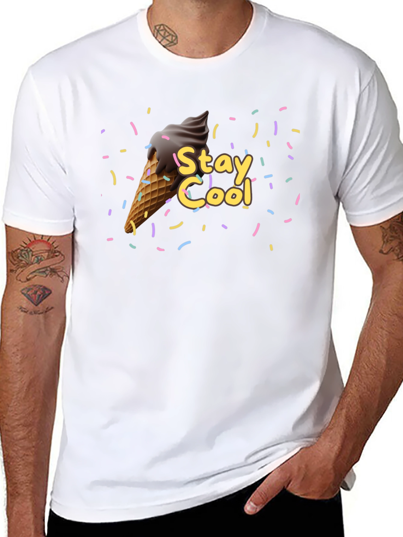 Camiseta Negra Stay Cool con Helado