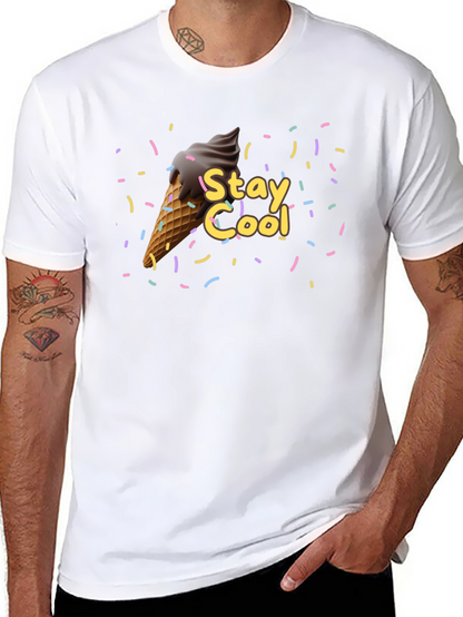 Camiseta Negra Stay Cool con Helado
