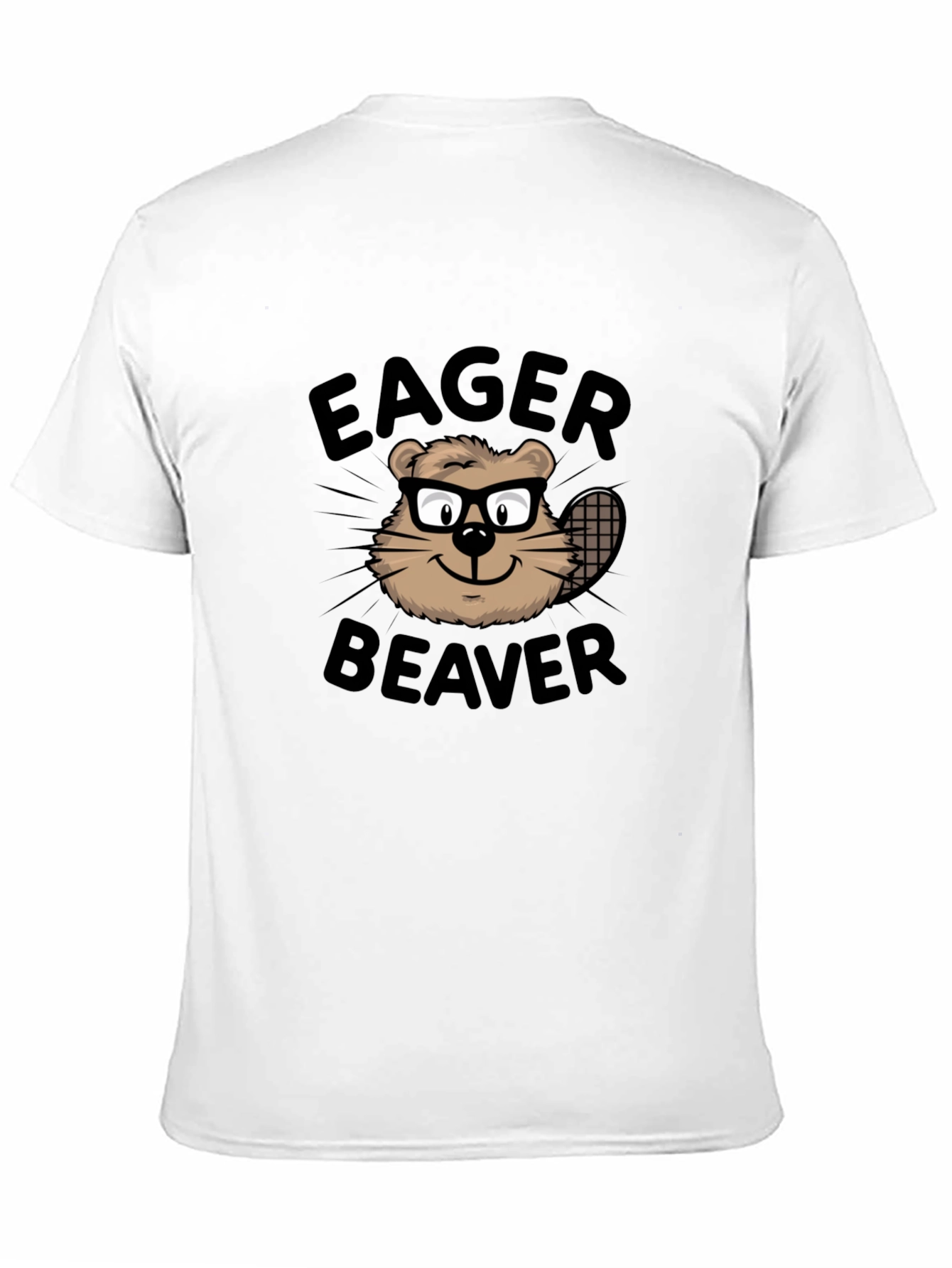 Camiseta Negra Eager Beaver con Diseño Divertido