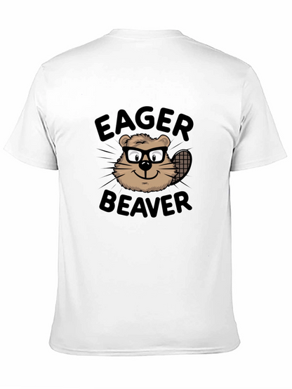 Camiseta Negra Eager Beaver con Diseño Divertido