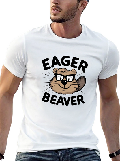 Camiseta Negra Eager Beaver con Diseño Divertido