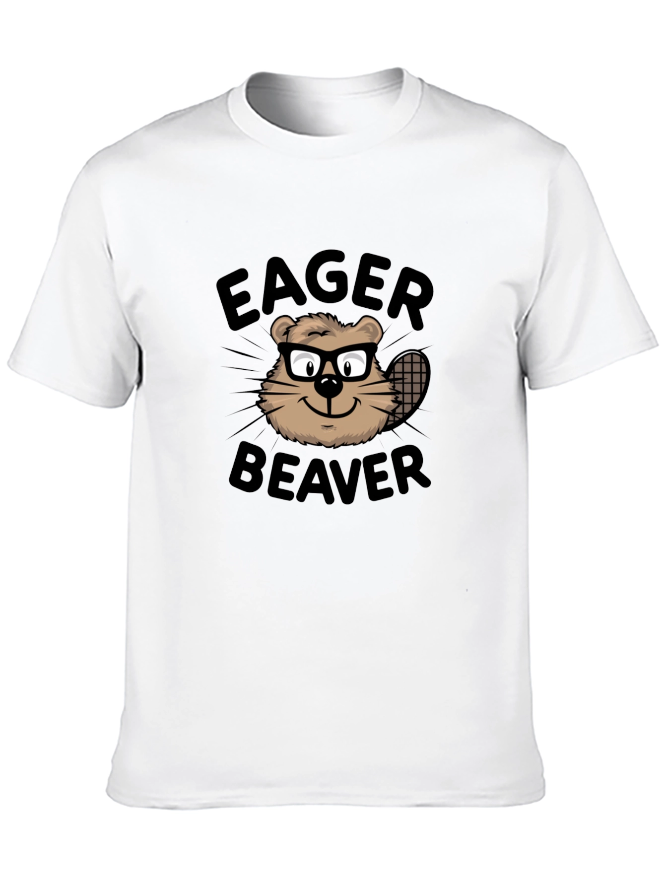 Camiseta Negra Eager Beaver con Diseño Divertido