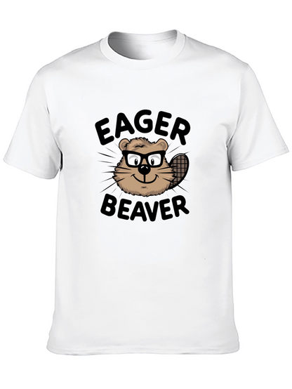 Camiseta Negra Eager Beaver con Diseño Divertido