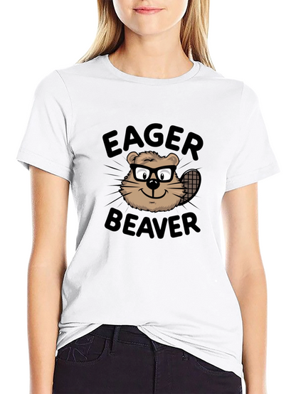 Camiseta Negra Eager Beaver con Diseño Divertido