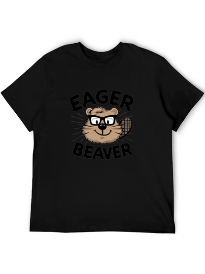 Camiseta Negra Eager Beaver con Diseño Divertido