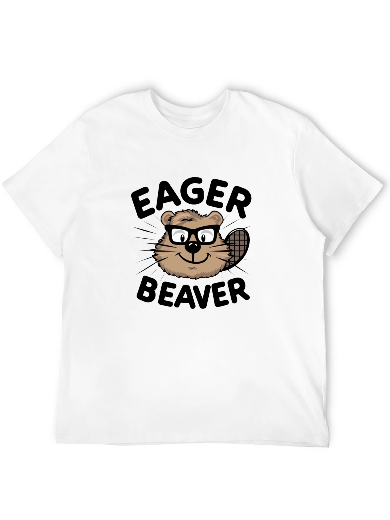 Camiseta Negra Eager Beaver con Diseño Divertido