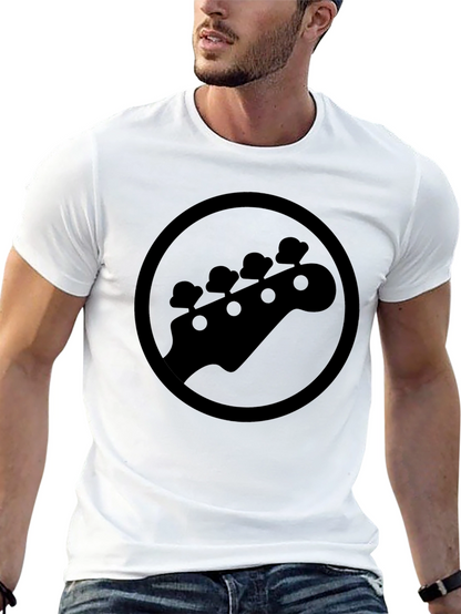 Camiseta Negra con Diseño de Cabeza de Guitarra Baja