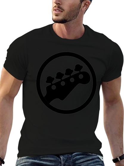 Camiseta Negra con Diseño de Cabeza de Guitarra Baja