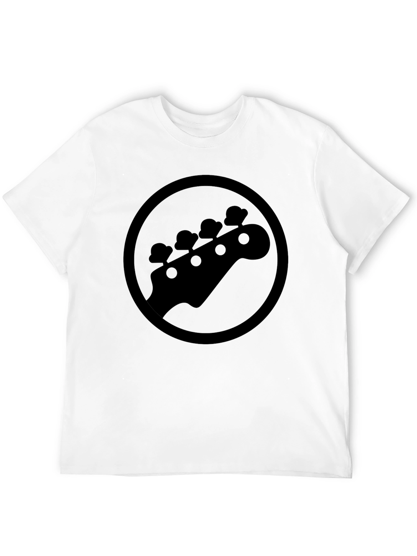 Camiseta Negra con Diseño de Cabeza de Guitarra Baja