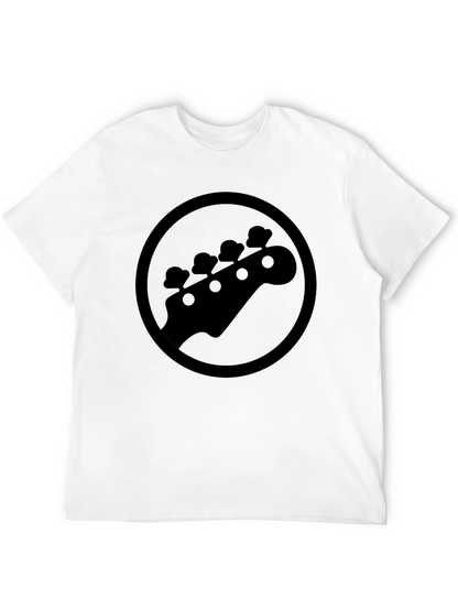 Camiseta Negra con Diseño de Cabeza de Guitarra Baja