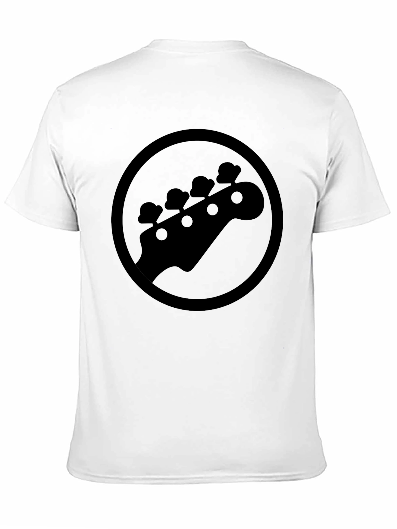 Camiseta Negra con Diseño de Cabeza de Guitarra Baja