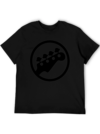 Camiseta Negra con Diseño de Cabeza de Guitarra Baja