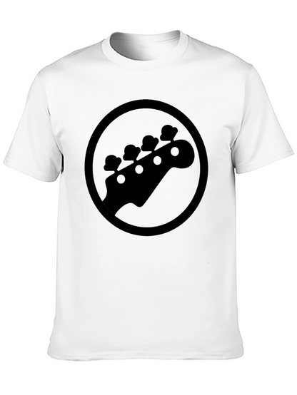 Camiseta Negra con Diseño de Cabeza de Guitarra Baja