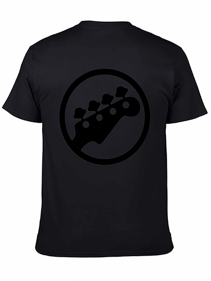 Camiseta Negra con Diseño de Cabeza de Guitarra Baja