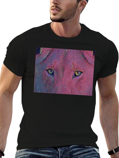 Camiseta Negra con Diseño de Ojos de León