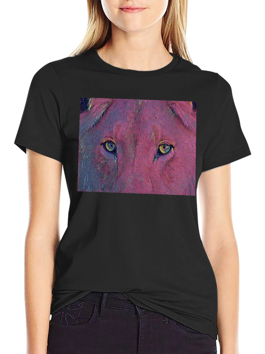 Camiseta Negra con Diseño de Ojos de León