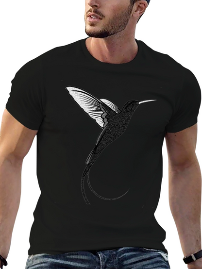 Camiseta Negra con Diseño de Colibrí