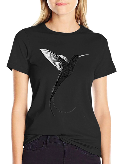 Camiseta Negra con Diseño de Colibrí
