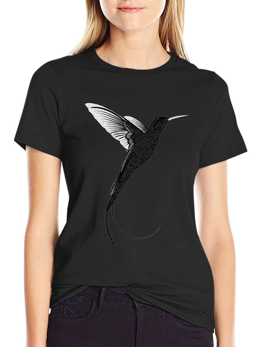 Camiseta Negra con Diseño de Colibrí