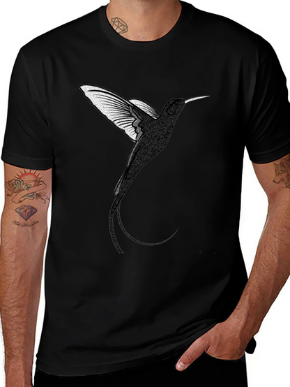 Camiseta Negra con Diseño de Colibrí