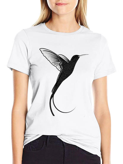 Camiseta Negra con Diseño de Colibrí