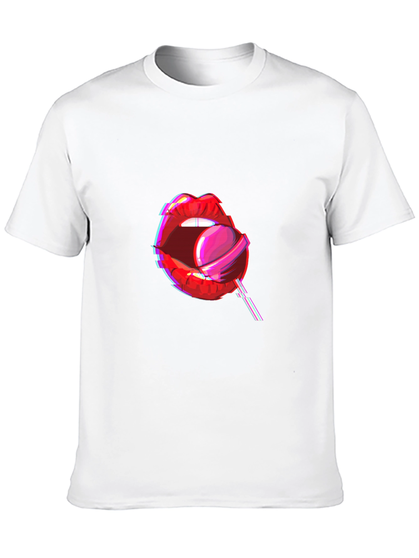 Camiseta Negra con Diseño de Labios y Piruleta