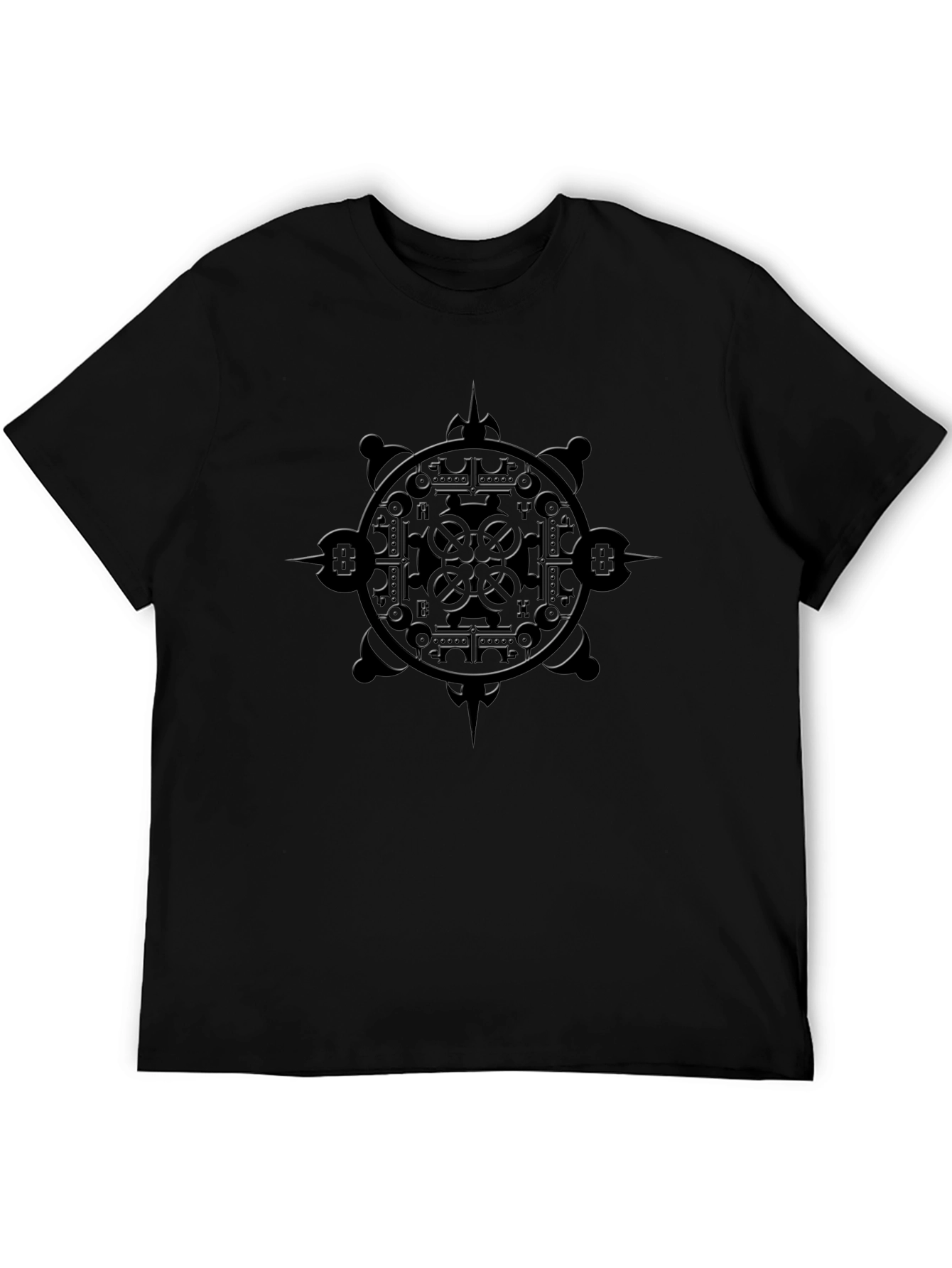 Camiseta Negra Estampada Diseño Geométrico
