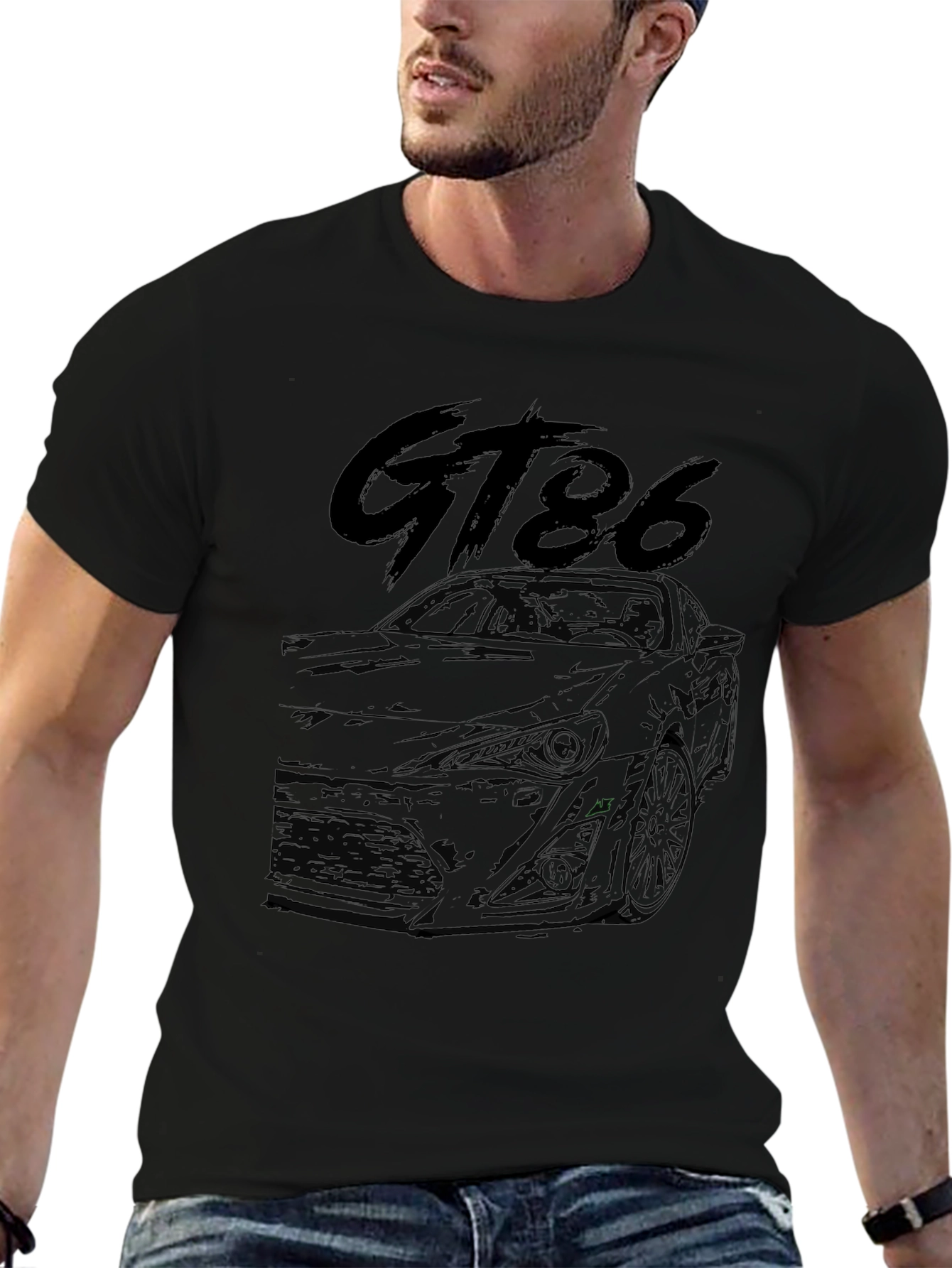 Camiseta Negra GT86 Estampada para Hombre