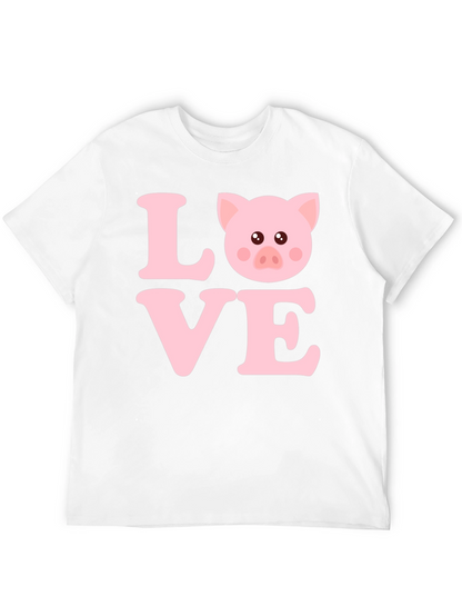 Camiseta Negra con Diseño LOVE PIG