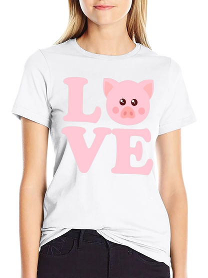 Camiseta Negra con Diseño LOVE PIG