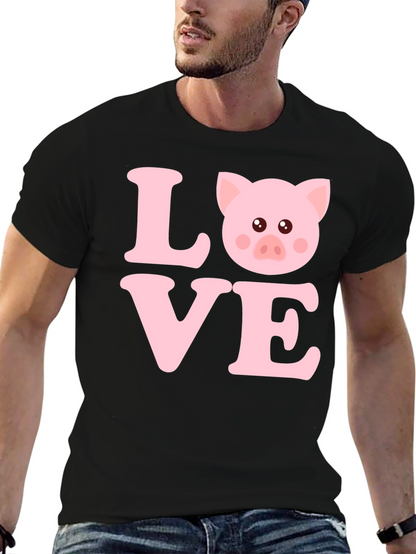 Camiseta Negra con Diseño LOVE PIG