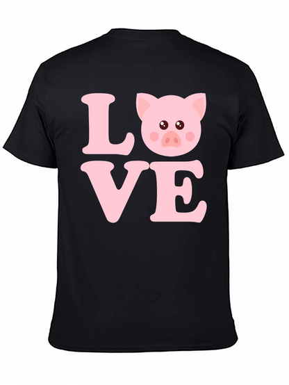Camiseta Negra con Diseño LOVE PIG
