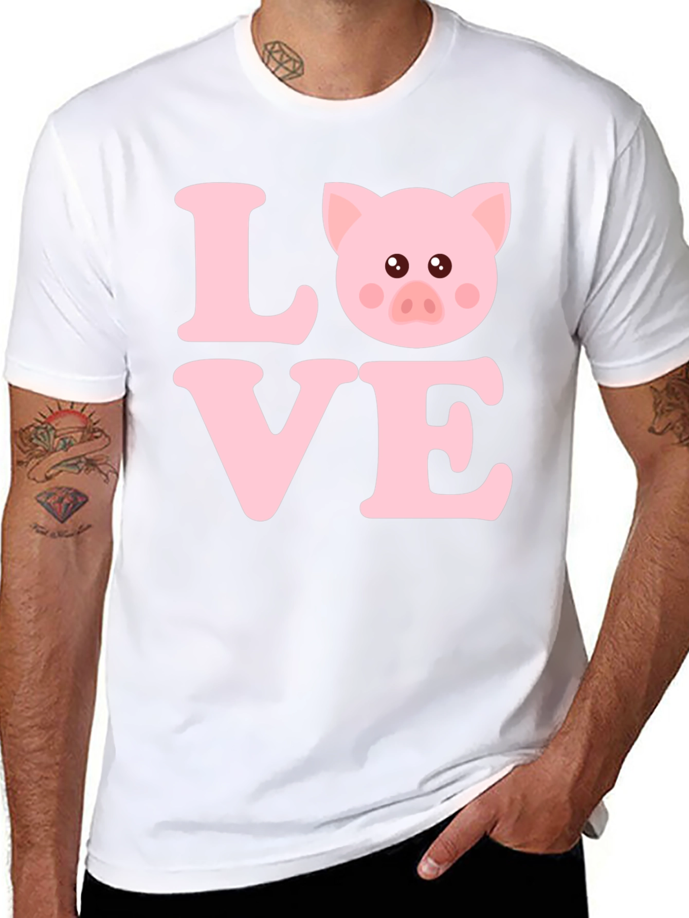 Camiseta Negra con Diseño LOVE PIG