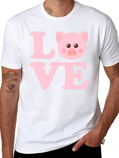 Camiseta Negra con Diseño LOVE PIG