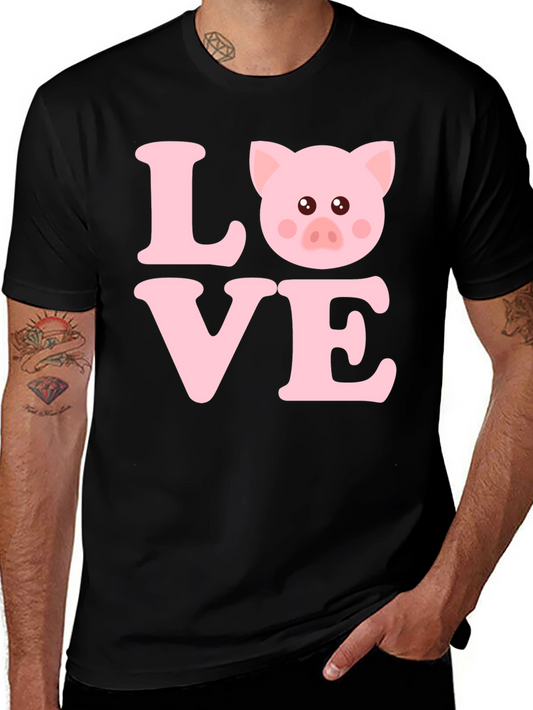 Camiseta Negra con Diseño LOVE PIG