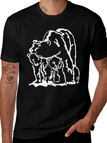 Camiseta Negra con Diseño de Oso Familiar
