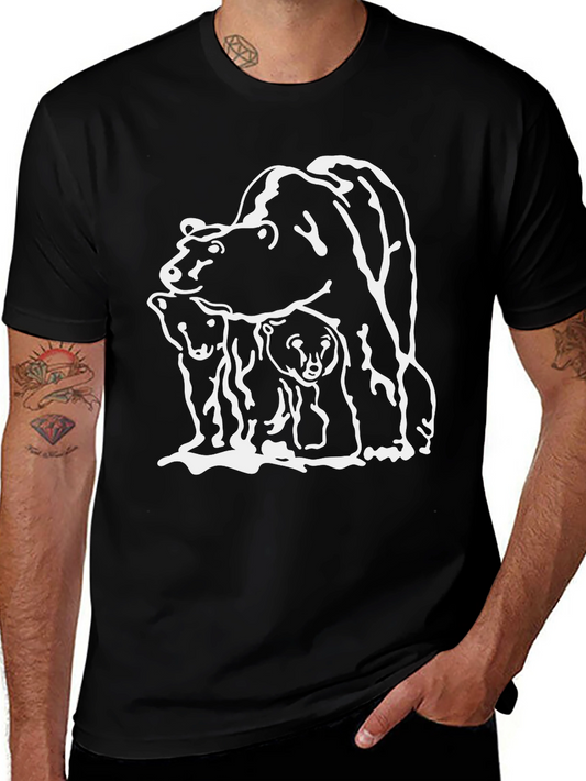Camiseta Negra con Diseño de Oso Familiar