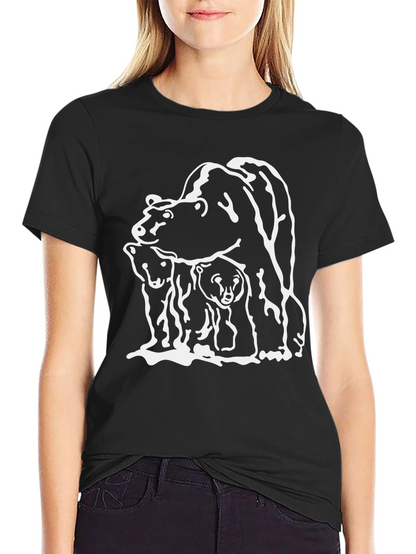 Camiseta Negra con Diseño de Oso Familiar