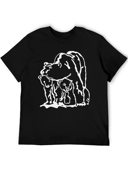 Camiseta Negra con Diseño de Oso Familiar