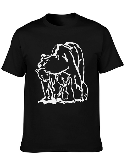 Camiseta Negra con Diseño de Oso Familiar