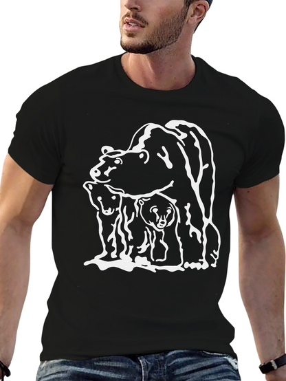 Camiseta Negra con Diseño de Oso Familiar