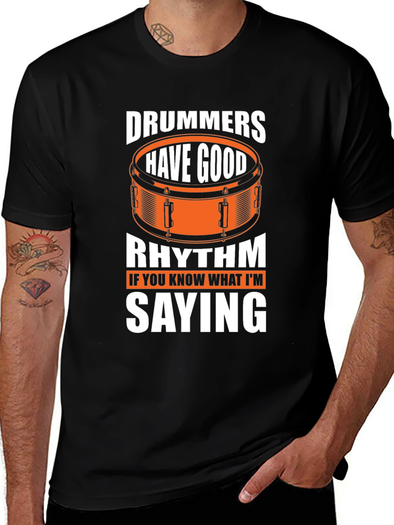 Camiseta Negra Divertida para Bateristas