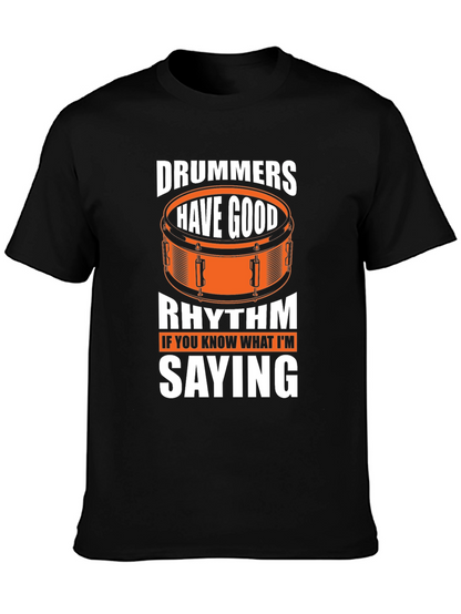 Camiseta Negra Divertida para Bateristas