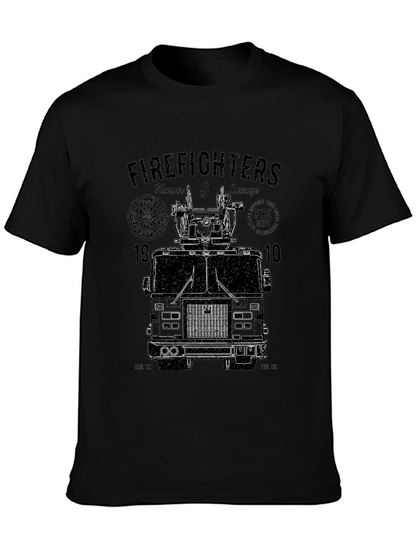 Camiseta Negra Gráfico Bomberos