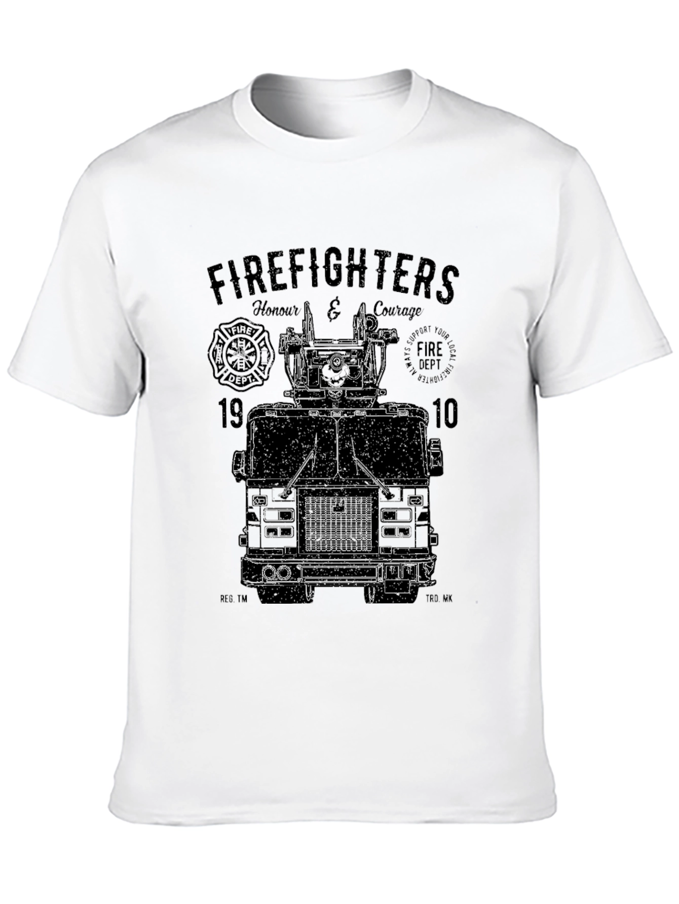 Camiseta Negra Gráfico Bomberos