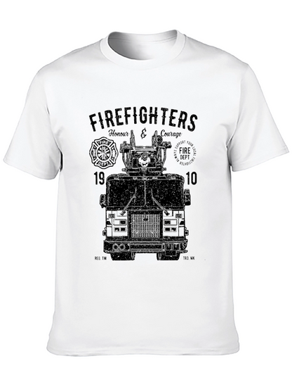 Camiseta Negra Gráfico Bomberos