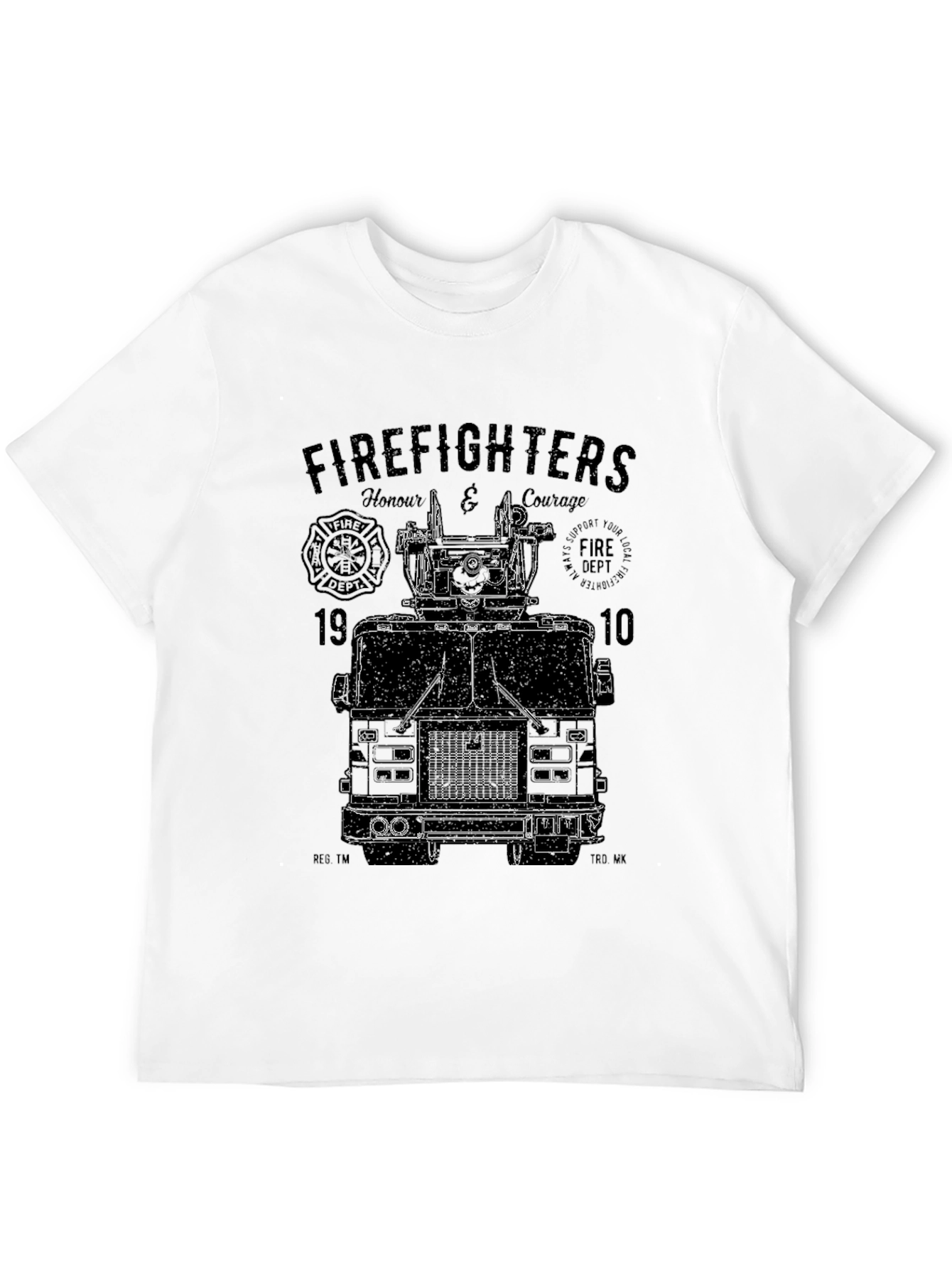 Camiseta Negra Gráfico Bomberos