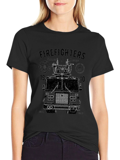 Camiseta Negra Gráfico Bomberos
